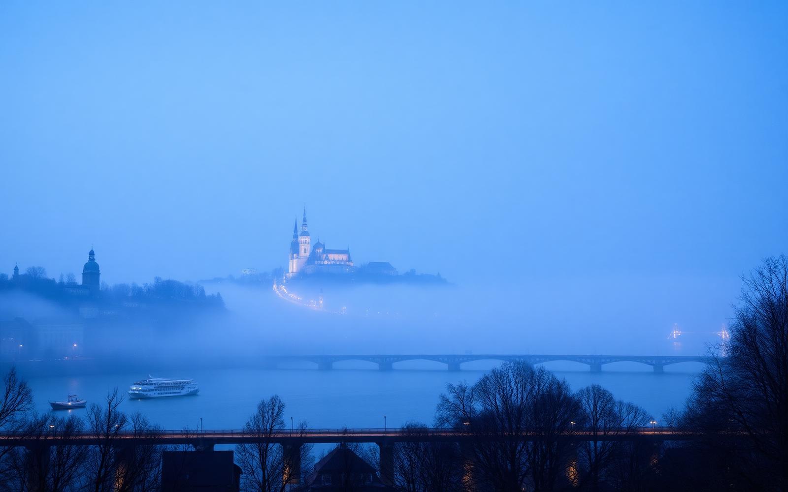 Bratislavská panoráma v modrej hodine